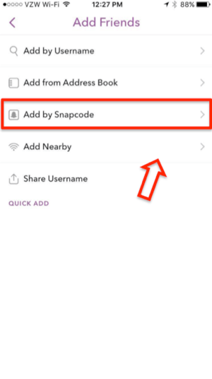 snapchat добавяне чрез snapcode