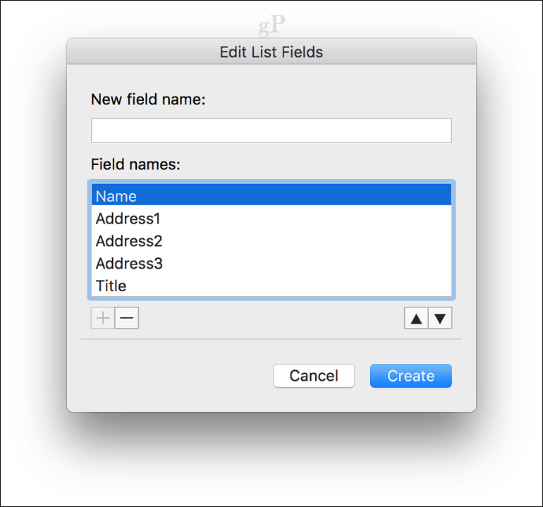 Микрософт дума за сливане на mac mail - Имена на полета
