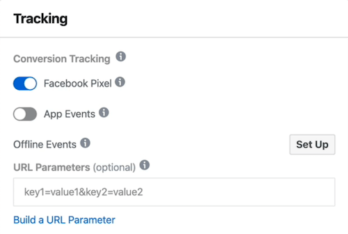 Опцията за Facebook Pixel е избрана на ниво реклама в Facebook Ads Manager