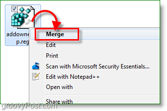 Снимка на Windows 7 - обединете поправката на ключа на системния регистър