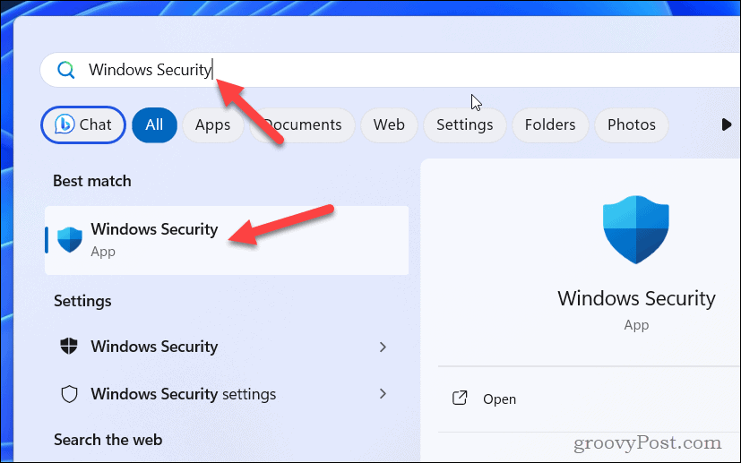 Отворете Windows Security