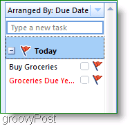 Екранна снимка: Лента със задачи на Outlook 2007 