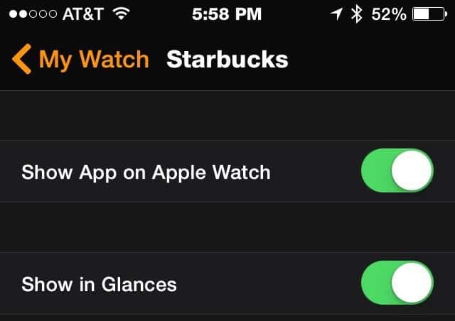 Приложение Starbucks - Apple Watch