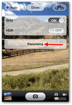 Направете iPhone iOS Panoramic Photo - Докоснете Panorama