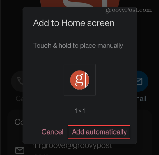 автоматично добавяне на контакт на началния екран на Android