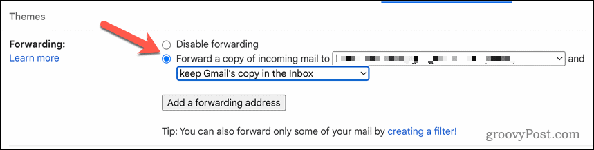 Активирайте препращането на Gmail