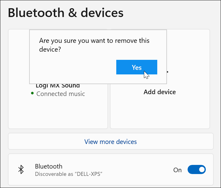 Проверете премахването на Bluetooth устройство