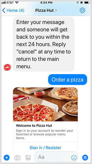 Pizza Hut автоматизира поръчването на пица чрез бота на Messenger.