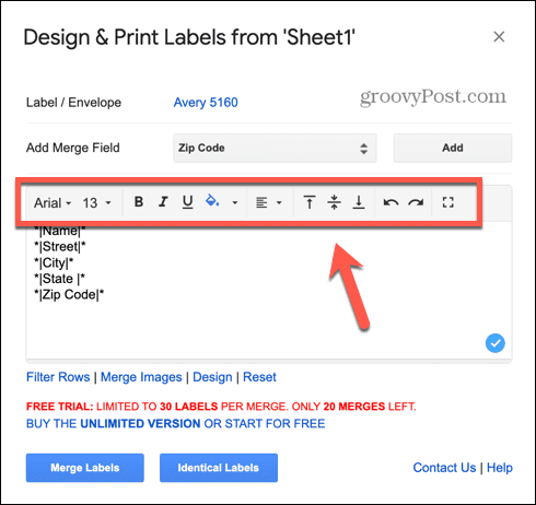 инструменти за форматиране на google sheets