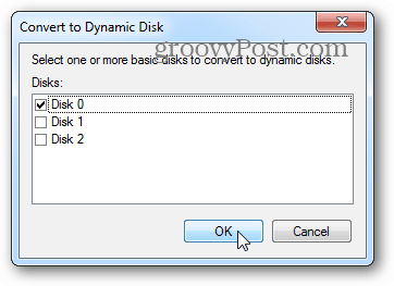 изберете дискове за динамичен масив