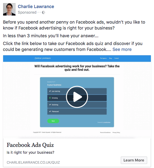 Използвайте видеореклами във Facebook, за да дадете на потребителите преглед на съдържанието на оловен магнит.
