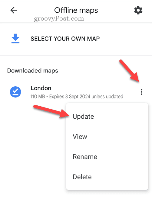 Актуализирайте офлайн карта на Google Maps