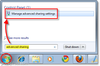 управлявайте разширените настройки за споделяне в Windows 7
