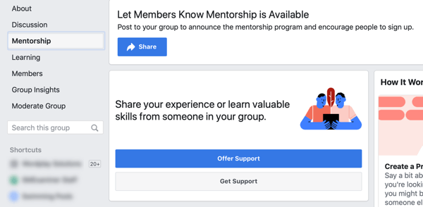 Как да подобрите общността на групата си във Facebook, опцията за менторство на групата във Facebook и пример за табло 