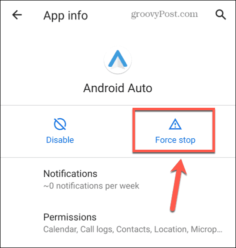 android автоматично принудително спиране