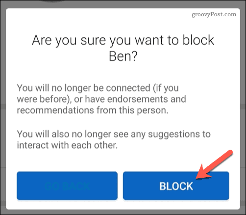 Блокиране на потребител в LinkedIn