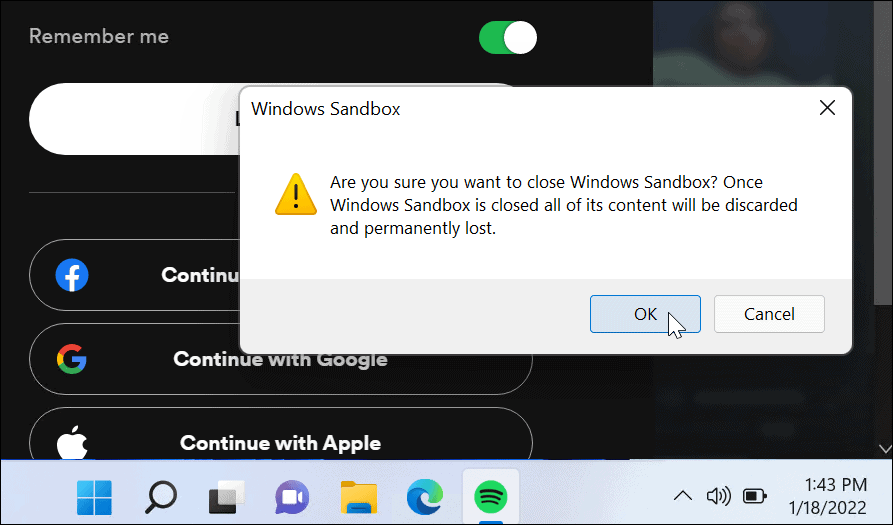 Проверете изключването на Windows Sandbox