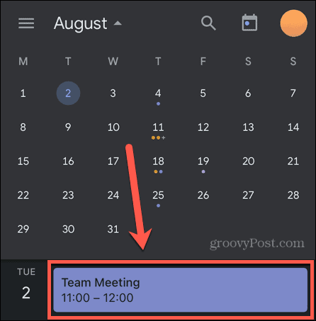 google calendar event mobile