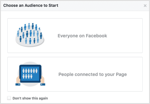 Facebook Audience Insights избира аудиторията, за да започне