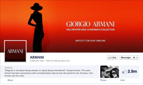 страница на armani