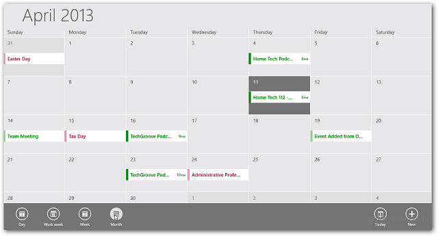 Приложение за календар Windows RT