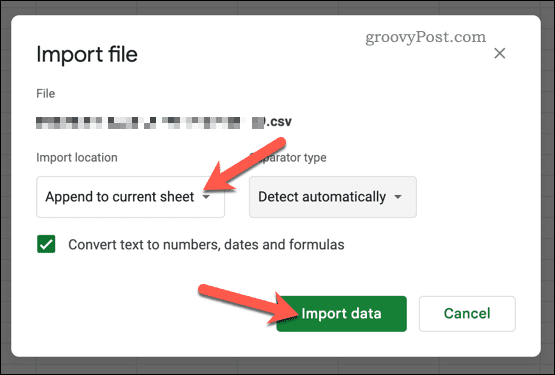 Импортиране на файл в Google Таблици