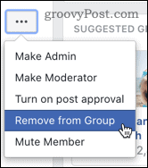 Facebook премахване на член на групата