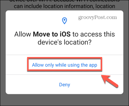 преминете към приложението за ios, разрешите местоположението на устройството