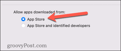 Разрешаване на приложения само от магазина за приложения на Mac