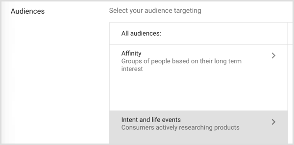 Google Adwords аудитория, насочена към събития от живота