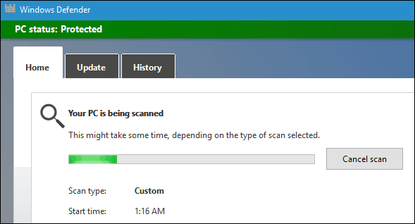 Сканиране на Windows Defender