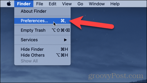 Отворете предпочитанията на Finder на вашия Mac