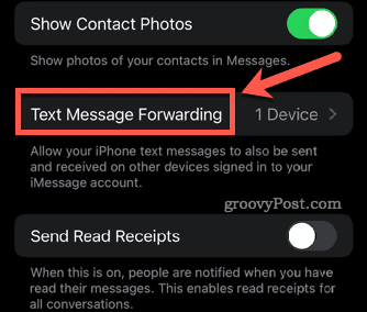 препращане на текстови съобщения на iphone