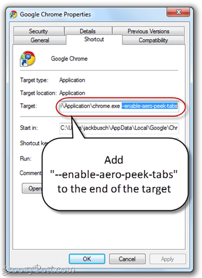 Активирайте Aero Peek във всички раздели на Google Chrome