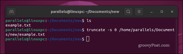 Изпразване на Linux файл с помощта на командата truncate