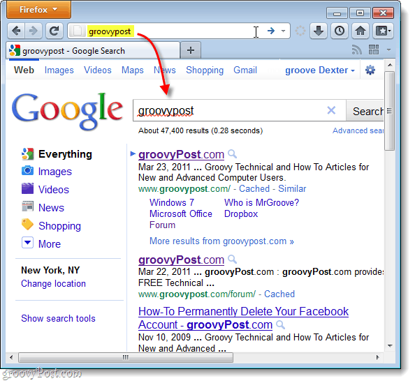 търсене в Google по подразбиране в Firefox 4