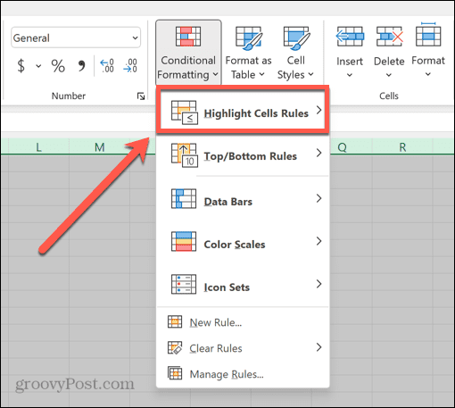 правила за подчертаване на клетки в Excel