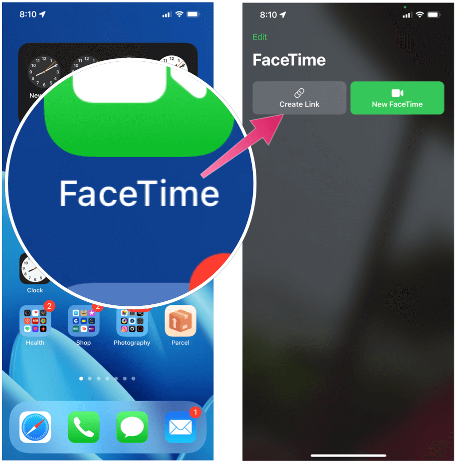 Изпратете FaceTime чат Поканете FaceTime Създаване на връзка