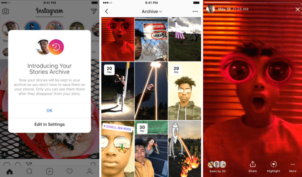 Новият архив на истории на Instagram автоматично записва изтекли истории в частна част от профил.