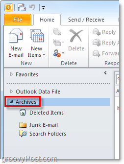 как да получите достъп до архивирани имейли от Outlook 2010