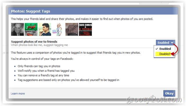 деактивирайте фейсбук, предлагайки снимки на вас на приятели