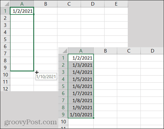 Дати за автоматично попълване в Excel