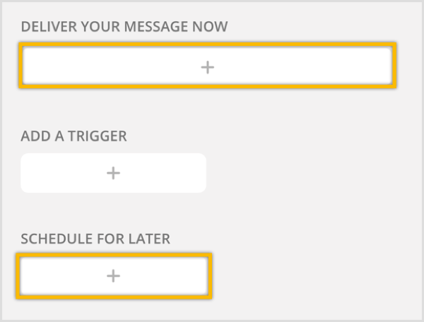 Щракнете върху бутона +, за да създадете ново излъчено съобщение.