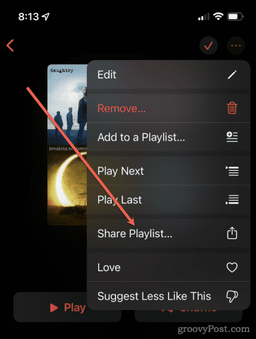 Споделяне на плейлист в Apple Music - Споделяне на плейлист