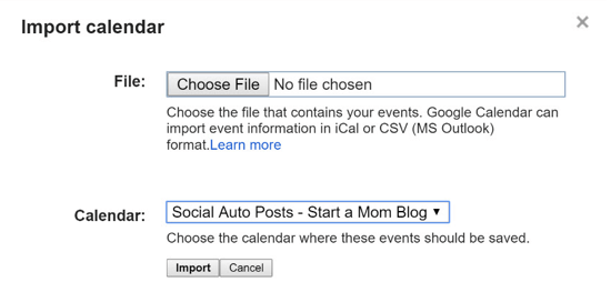 импортиране на csv файл в google календар