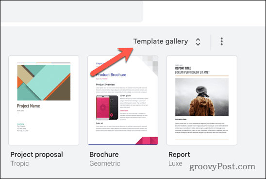 Отворете галерията с шаблони в Google Документи