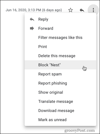Блокиране в Gmail