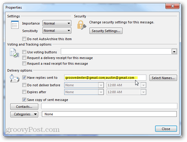 Outlook свойства за отговор по имейл