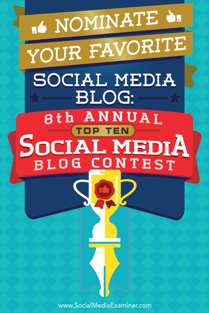 Номинирайте любимия си блог за социални медии: 8-ми годишен конкурс за Топ 10 на социалните медии: Проверка на социалните медии