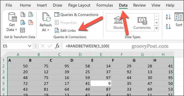 Редактиране на връзки в Excel